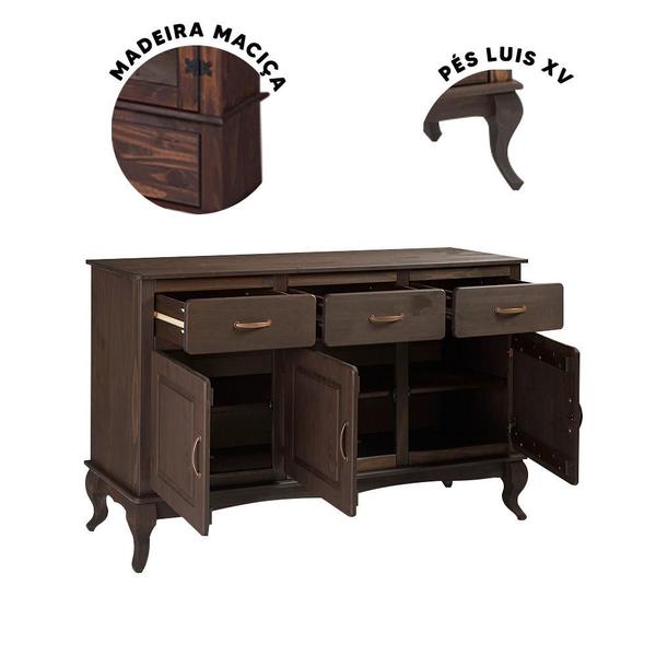Aparador Rústico Grande 3 Portas 3 Gavetas Imbuia Shop JM - Denk Móveis Imagem de Aparador Rústico Grande 3 Portas 3 Gavetas Imbuia Shop JM