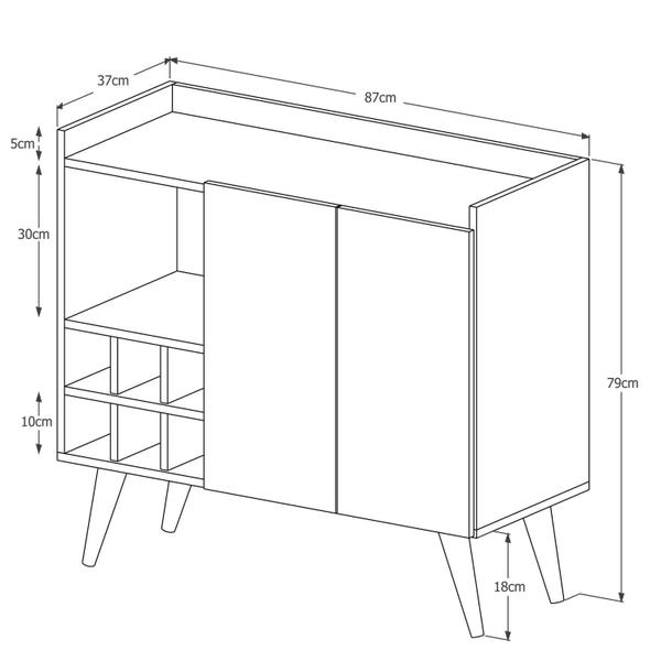 Imagem de Aparador Sala Com Adega Buffet Retrô Pés Palito Moon 2 Portas - Cores Diversas  - Lojas GB
