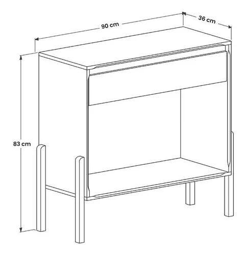Imagem de Aparador Sala Libano Com 1 Gaveta 100% MDF - Pés De Madeira Maciça - Basoto