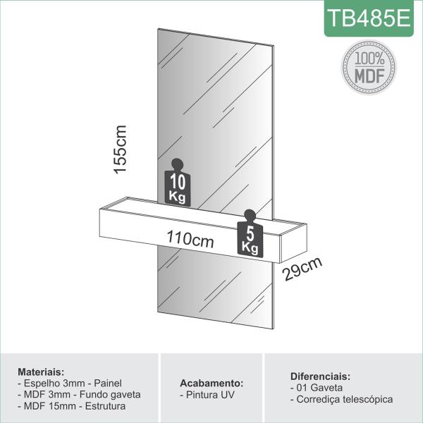 Aparador Versalhes 100% Mdf com Espelho 1 Gaveta Freijó/Off White - Panorama Móveis Imagem de Aparador Versalhes 100% Mdf com Espelho 1 Gaveta Freijó/Off White - Panorama Móveis