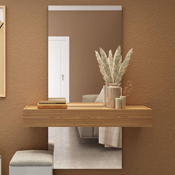 Aparador Versalhes 100% Mdf com Espelho 1 Gaveta Freijó/Off White - Panorama Móveis Imagem de Aparador Versalhes 100% Mdf com Espelho 1 Gaveta Freijó/Off White - Panorama Móveis