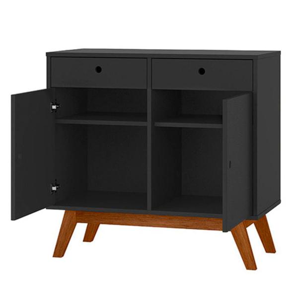 Aparador Windsor 90 2 Portas 2 Gavetas Preto - Olivar Móveis Imagem de Aparador Windsor 90 2 Portas 2 Gavetas Preto - Olivar Móveis