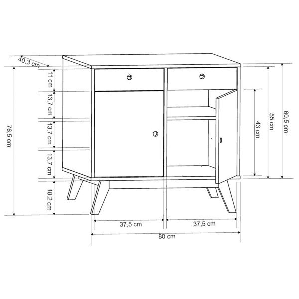 Imagem de Aparador Windsor 90 2 Portas 2 Gavetas Preto - Olivar Móveis