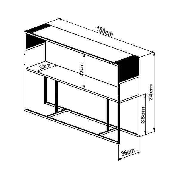 Imagem de Aparador York Com Nicho 160cm Estrutura Preto Fosco - Hanover