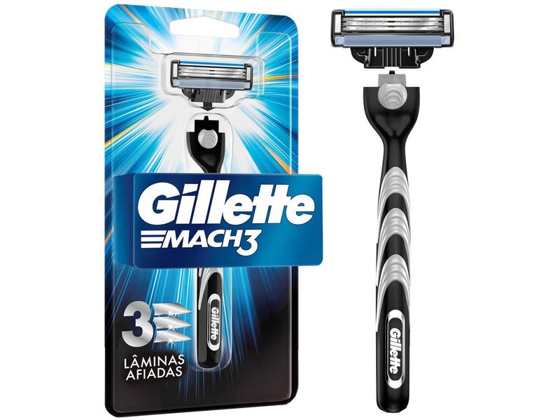 Aparelho de Barbear Carbono com Carvão Ativado Recarregável Gillette Mach3 Aparelho de Barbear Carbono com Carvão Ativado Recarregável Gillette Mach3