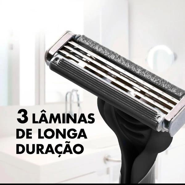 Imagem de Aparelho de Barbear Descartável Gillette Prestobarba 3 Carvão Ativado 4 unidades