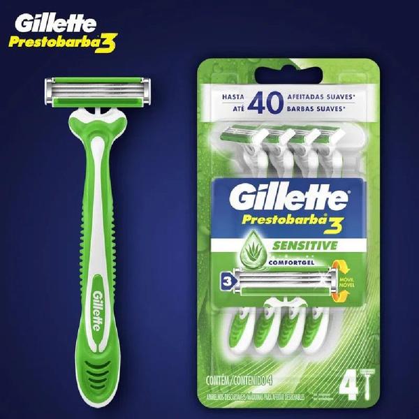 Imagem de Aparelho De Barbear Descartável Prestobarba3 Sensitive Leve 4 Pague 3 Gillette