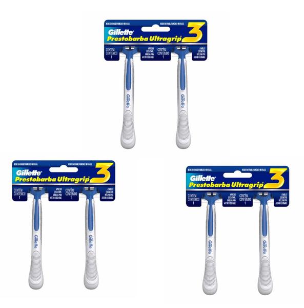 Imagem de Aparelho de Barbear Gillette Ultragrip3 Masculino Kit 6un