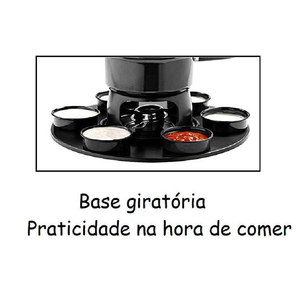 Imagem de Aparelho De Fondue Carroussel 17 peças Esmaltada Com Base Giratória Kit Conjunto Serviço Mesa