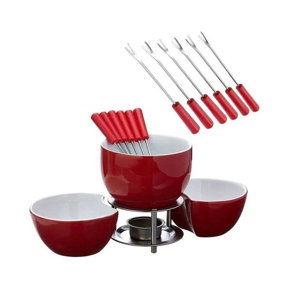 Imagem de Aparelho De Fondue Cerâmica 11 Peças Brinox 1256/103 - Vermelho