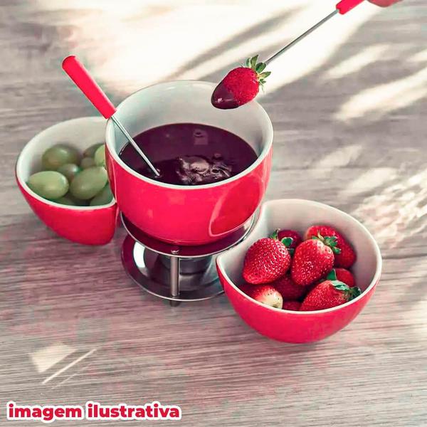 Imagem de Aparelho de Fondue de Chocolate em Cerâmica Vermelho 11 Peças - Brinox