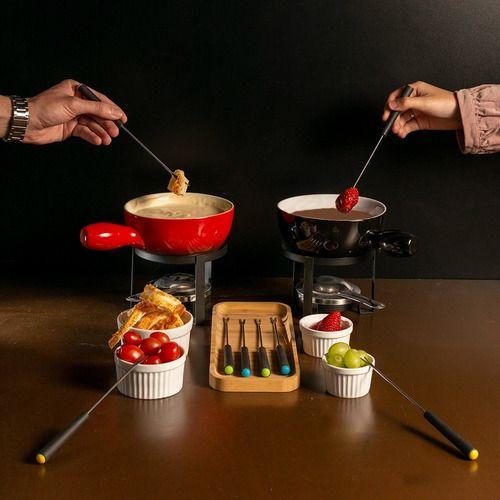 Imagem de Aparelho De Fondue Queijo E Chocolate Cerâmica Ferro 8 Peças