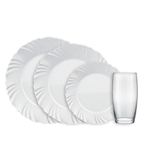 Aparelho de Jantar 16 Peças Duralex Pétala com Copos 430ml Aparelho de Jantar 16 Peças Duralex Pétala com Copos 430ml