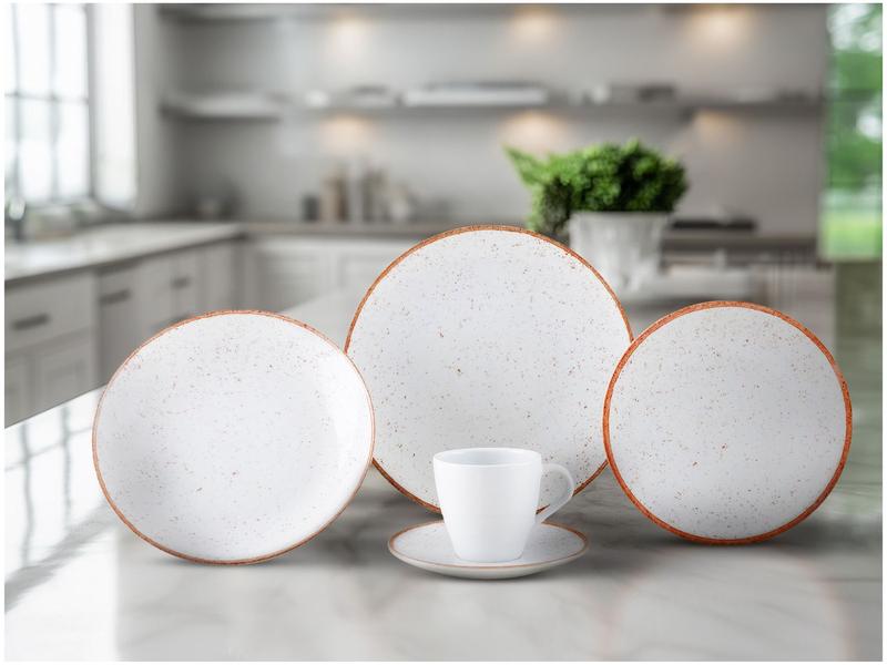 Aparelho de Jantar 20 Peças Tramontina Redondo Porcelana Branco e