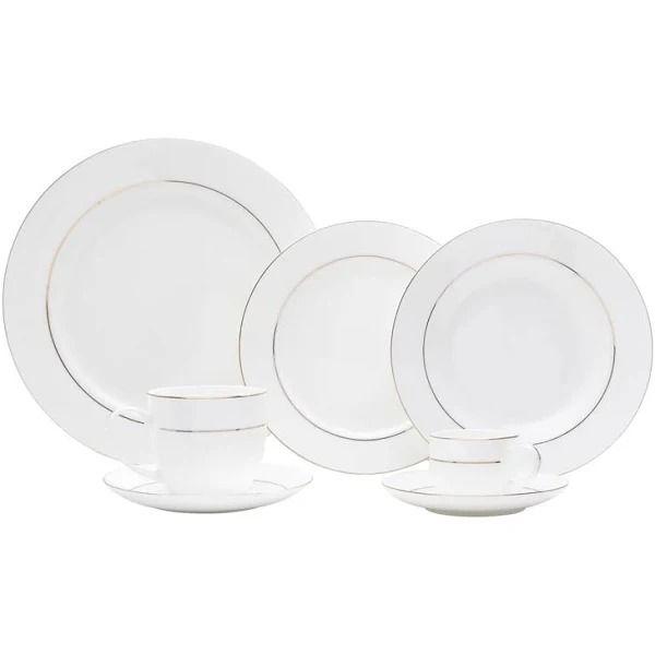 Imagem de Aparelho de Jantar 42 Peças em Porcelana com Borda Dourada Mônaco Branco Wolff