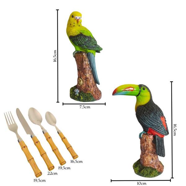 Imagem de Aparelho de Jantar 44 Peças Kit Combo Mesa Posta Amazônia Com Faqueiro de Bambu Super Saldão.