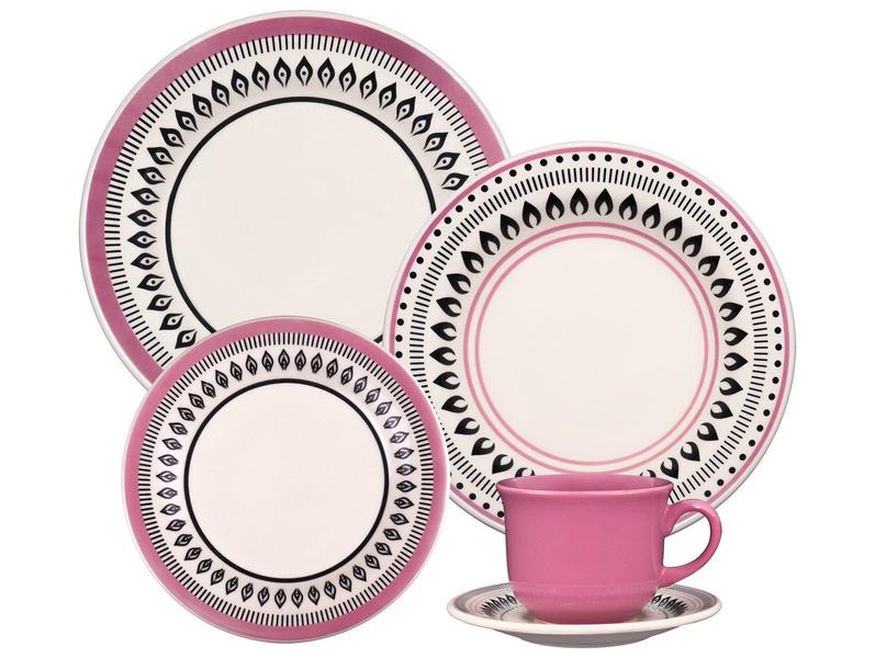 Aparelho de Jantar Chá 20 Peças Biona Redondo Cerâmica Retrô Blush Aparelho de Jantar Chá 20 Peças Biona Redondo Cerâmica Retrô Blush