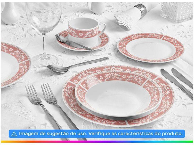 Imagem de Aparelho de Jantar Chá 20 Peças Hauskraft - Porcelana Branco e Rosa Redondo Classic