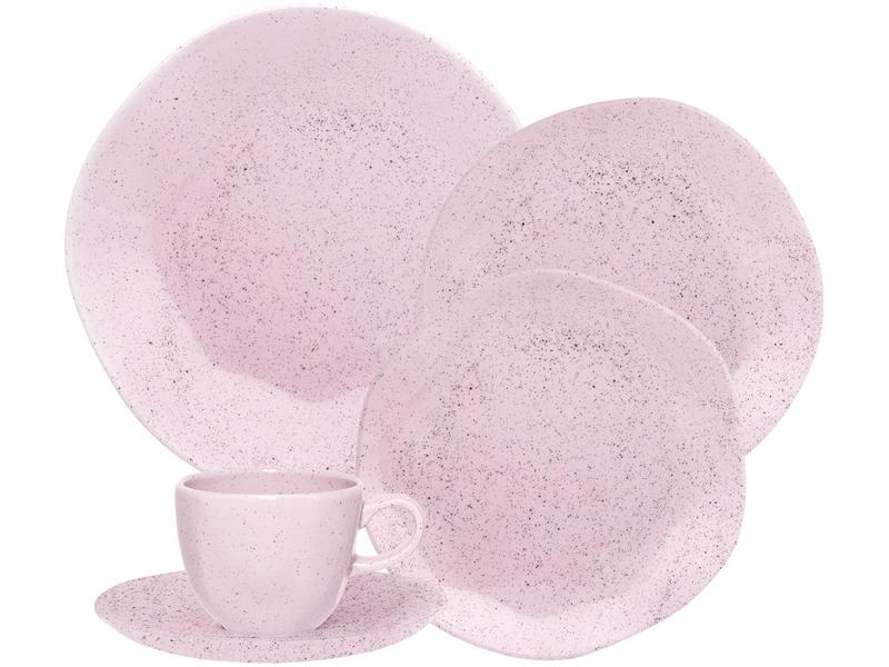 Aparelho de Jantar Chá 20 Peças Oxford Redondo Cerâmica Rosa Pink Sand Aparelho de Jantar Chá 20 Peças Oxford Redondo Cerâmica Rosa Pink Sand