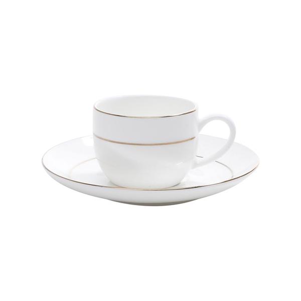 Imagem de Aparelho de Jantar/Chá e Café 42 Peças de Porcelana Branca C/Filete Dourado Mônaco Wolff