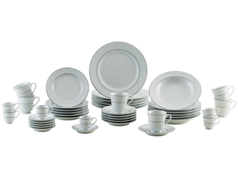 Aparelho de Jantar Chá e Café 42 Peças Schmidt - de Porcelana Branco Redondo Decorado Mart... Aparelho de Jantar Chá e Café 42 Peças Schmidt - de Porcelana Branco Redondo Decorado Mart...
