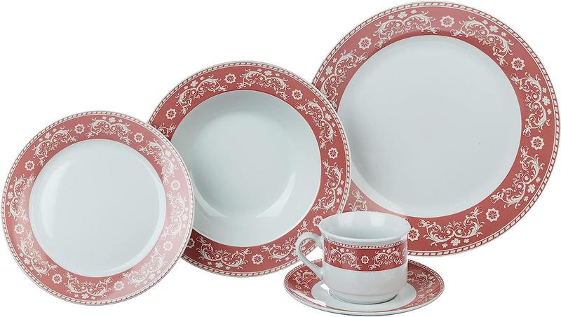 Imagem de Aparelho de Jantar Classic Porcelana 20 Pçs Branco Com Rosa