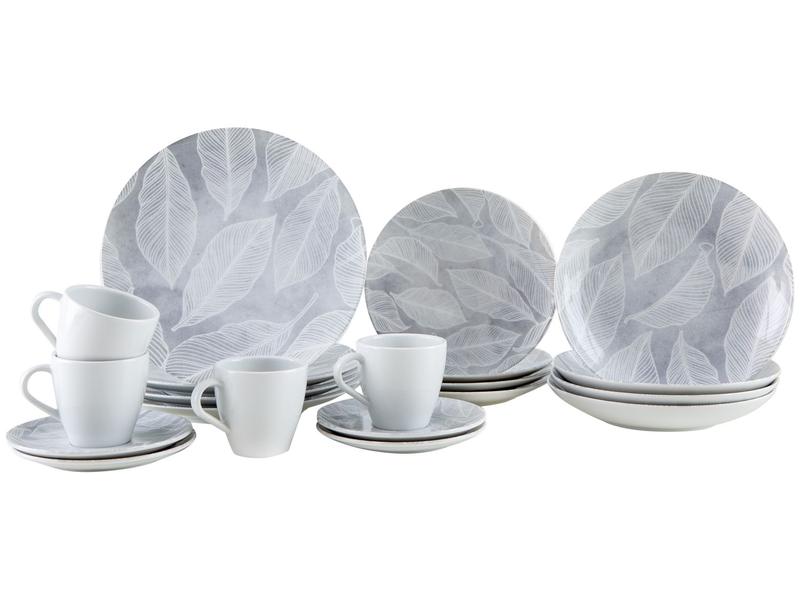 Aparelho de Jantar e Cappuccino 20 Peças Tramontina Redondo de Porcelana Cinza Arbo 965890... Aparelho de Jantar e Cappuccino 20 Peças Tramontina Redondo de Porcelana Cinza Arbo 965890...