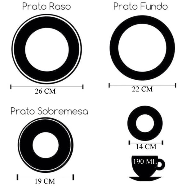 Imagem de Aparelho de Jantar e Chá 20 Peças 100% Vidro Verona Fratelli Jogo Conjunto de Jantar Chá 20 Peças Xícaras Pratos