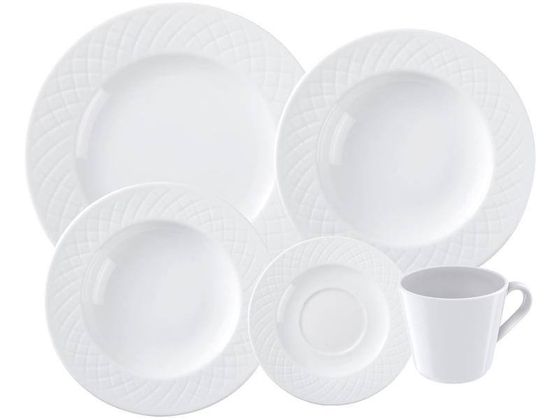 Aparelho de Jantar e Chá 20 Peças Tramontina Porcelana Branco Redondo Ingrid