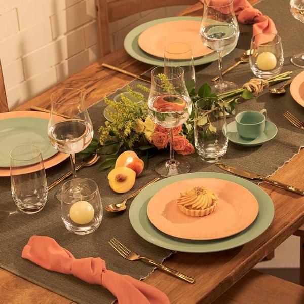 Aparelho De Jantar E Chá 30 Peças Flamingo Peach - Oxford Imagem de Aparelho De Jantar E Chá 30 Peças Flamingo Peach