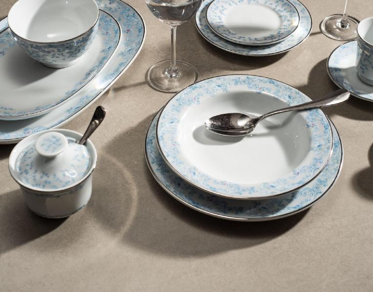 Imagem de Aparelho De Jantar e Chá 30 Peças Sensile Blu Porcelana Schmidt 1a.