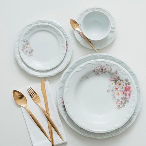 Imagem de Aparelho De Jantar e Chá Porcelana 30 Peças Eterna Schmidt 6 Pessoas