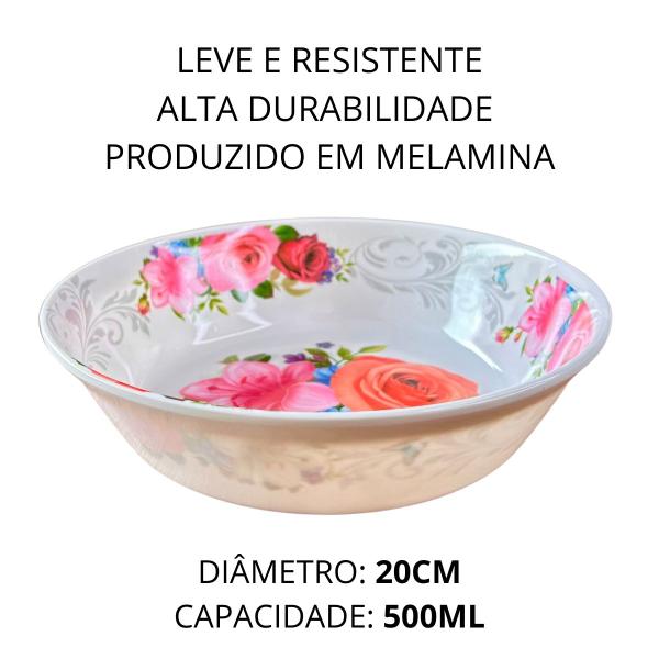 Imagem de Aparelho de Jantar Estampa Flores Pratos Bowl Melamina