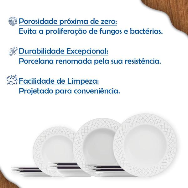 Aparelho de Jantar Ingrid Tramontina Jogo de Pratos Rasos, Fundos e Sobremesa com Opções de Kits Imagem de Aparelho de Jantar Ingrid Tramontina Jogo de Pratos Rasos, Fundos e Sobremesa com Opções de Kits