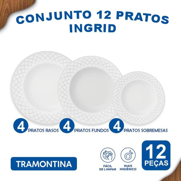 Aparelho de Jantar Ingrid Tramontina Jogo de Pratos Rasos, Fundos e Sobremesa com Opções de Kits Imagem de Aparelho de Jantar Ingrid Tramontina Jogo de Pratos Rasos, Fundos e Sobremesa com Opções de Kits