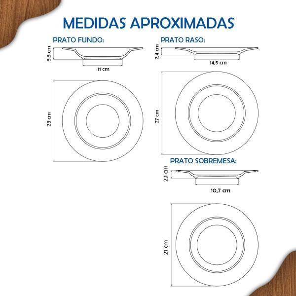 Imagem de Aparelho de Jantar Ingrid Tramontina Jogo de Pratos Rasos, Fundos e Sobremesa com Opções de Kits