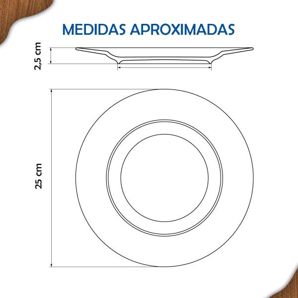 Imagem de Aparelho de Jantar Jogo de Pratos Rasos 25 cm Arbo Tramontina em Porcelana Decorada 4 Peças