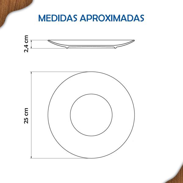 Imagem de Aparelho de Jantar Jogo de Pratos Rasos 25 cm Tramontina Leonora Porcelana 4 Peças