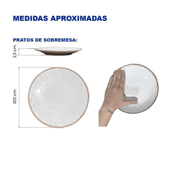 Imagem de Aparelho de Jantar Jogo de Pratos Rasos 28 cm e Sobremesa 21 cm Tramontina Rústico Marrom em Porcelana Decorada 8 Peças