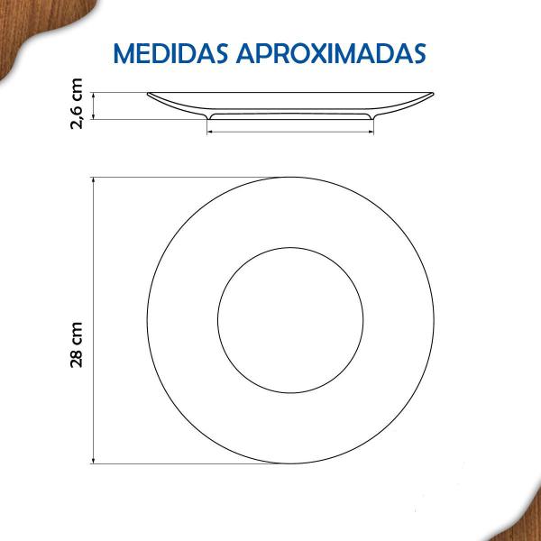 Imagem de Aparelho de Jantar Jogo de Pratos Rasos 28 cm Tramontina Polaris em Porcelana Decorada 6 Peças