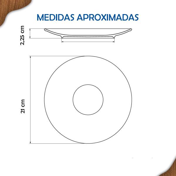 Imagem de Aparelho de Jantar Jogo de Pratos Sobremesa 21 cm Tramontina Magnólia em Porcelana Decorada 6 Peças