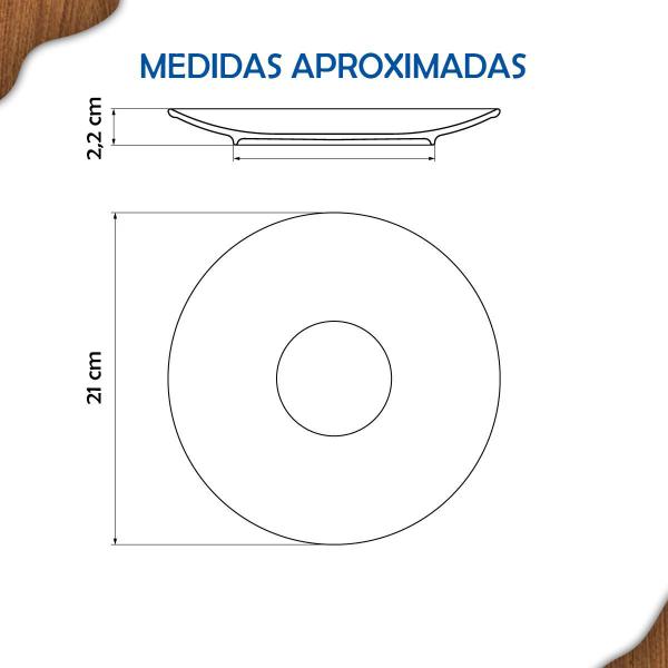 Imagem de Aparelho de Jantar Jogo de Pratos Sobremesa 21 cm Tramontina Polaris em Porcelana Decorada 6 Peças