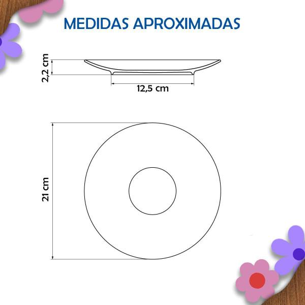 Imagem de Aparelho De Jantar Jogo de Pratos Sobremesa Floratta decorada 21 cm 6 Peças 