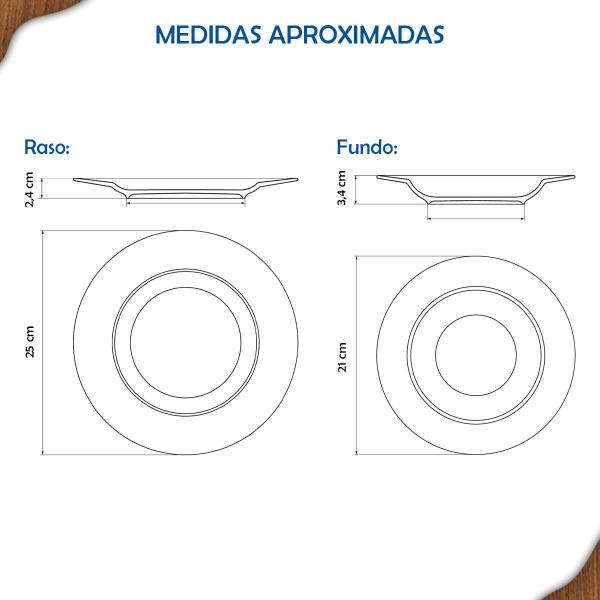 Imagem de Aparelho de Jantar Pratos Rasos, Fundos e Sobremesa em Porcelana Decorada Canyon Tramontina 18 peças