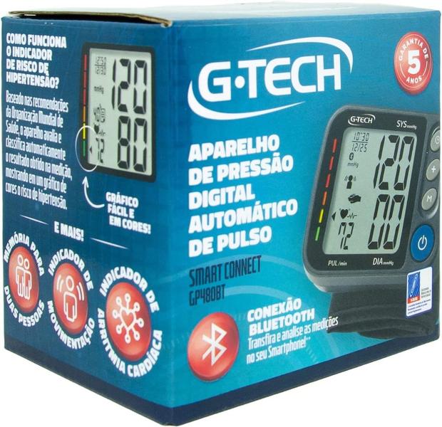 Aparelho De Pressão De Pulso G-tech Smart Connect Gp480bt Imagem de Aparelho De Pressão De Pulso G-tech Smart Connect Gp480bt