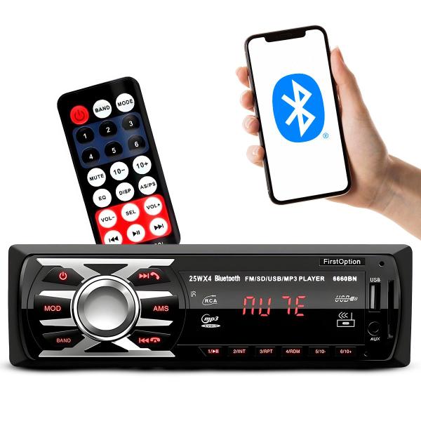 Imagem de Aparelho De Som Carro Radio Automotivo Bluetooth Pendrive Usb Bt Leitor De Cartão Sd Mp3 + Controle