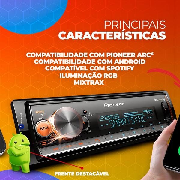 Imagem de Aparelho de Som Pioneer Bluetooth Usb Sem Toca Cd Mvh-x7000br 3 Saídas Rca Spotify