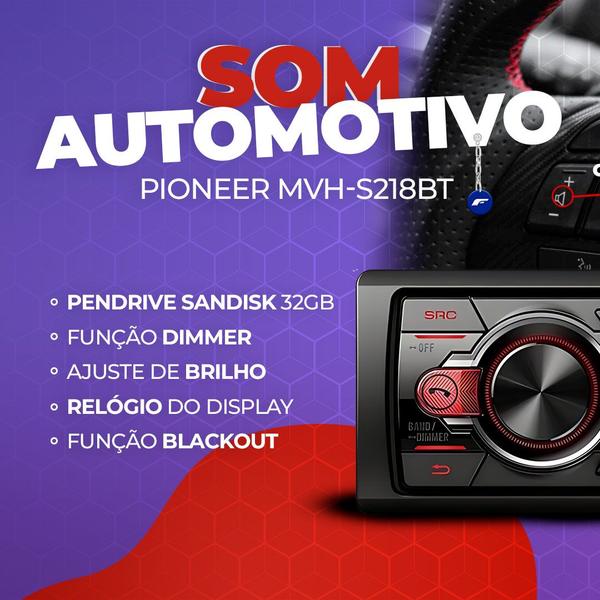 Imagem de Aparelho De Som Pioneer Radio Automotivo Mvh-s218bt Bluetooth Spotify + 4 Alto Falante Jbl 200w Rms