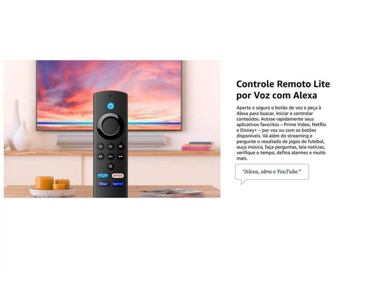 Imagem de Aparelho de Streaming Amazon Fire TV Stick Lite - Full HD com Controle Remoto