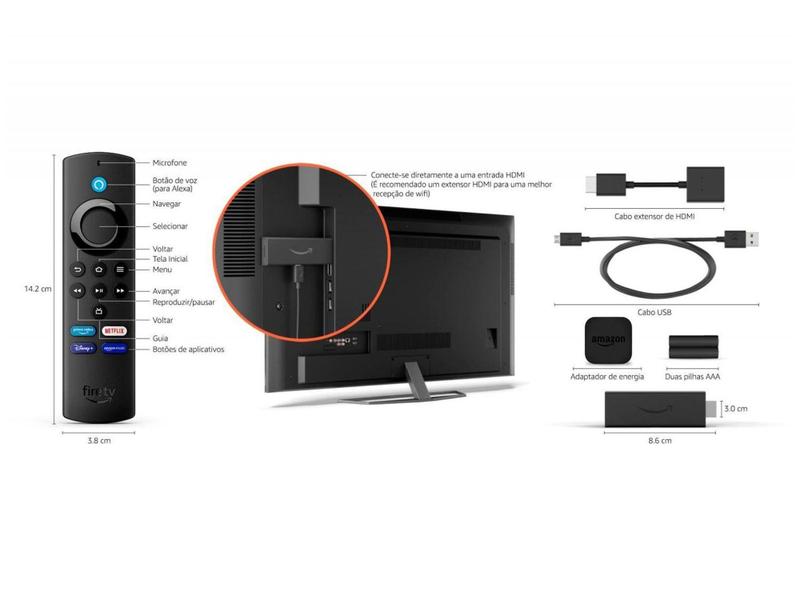 Imagem de Aparelho de Streaming Amazon Fire TV Stick Lite - Full HD com Controle Remoto